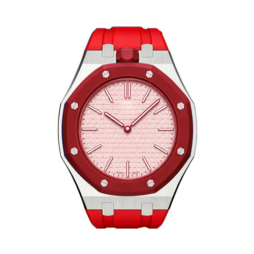 [KELA]OAK POP ORANGE-RED STEEL SILICONE STRAP