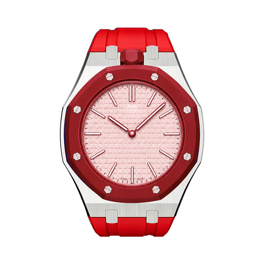 [KELA]OAK POP ORANGE-RED STEEL SILICONE STRAP