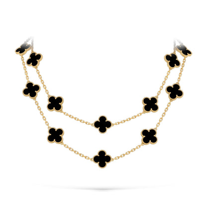 [KELA]CLASSIC 20-MOTIF LUCKY CLOVER LONG NECKLACE GOLD COLLECTION
