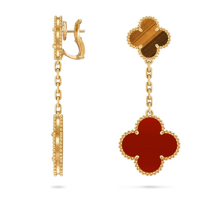 [KELA]CLOVER DUAL-MOTIF STATEMENT STUD EARRINGS - DOUBLE-CHARM COLLECTION