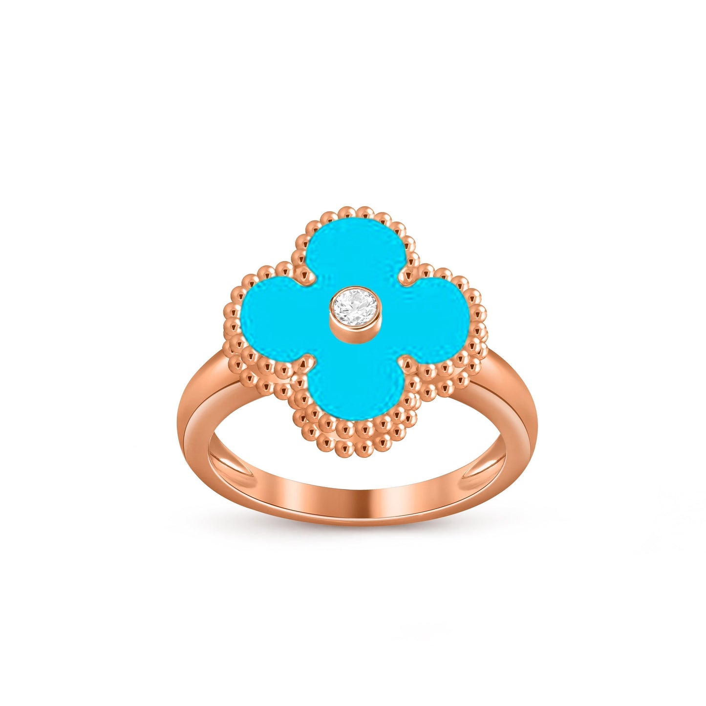 [KELA]LUCKY CLOVER DIAMOND-ACCENT ROSE GOLD RING COLLECTION