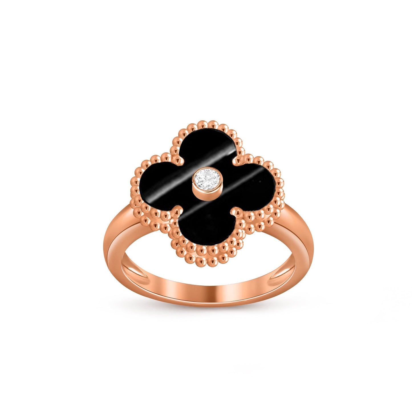 [KELA]LUCKY CLOVER DIAMOND-ACCENT ROSE GOLD RING COLLECTION