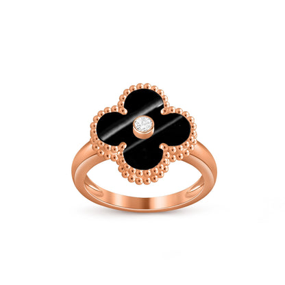 [KELA]LUCKY CLOVER DIAMOND-ACCENT ROSE GOLD RING COLLECTION