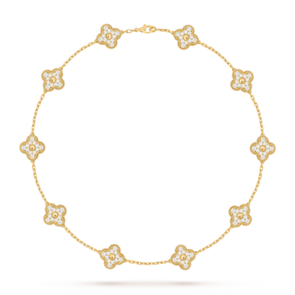 [KELA]CLASSIC LUCKY 10-MOTIF CLOVER NECKLACE GOLD COLLECTION