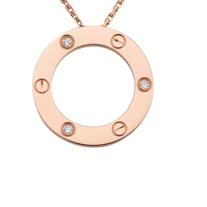 [KELA]LOVE LARGE CIRCULAR PENDANT 3-DIAMOND NECKLACE