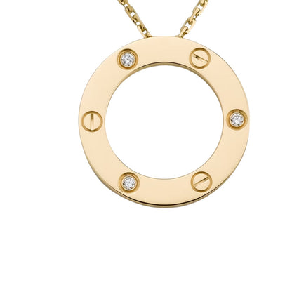 [KELA]LOVE LARGE CIRCULAR PENDANT 3-DIAMOND NECKLACE