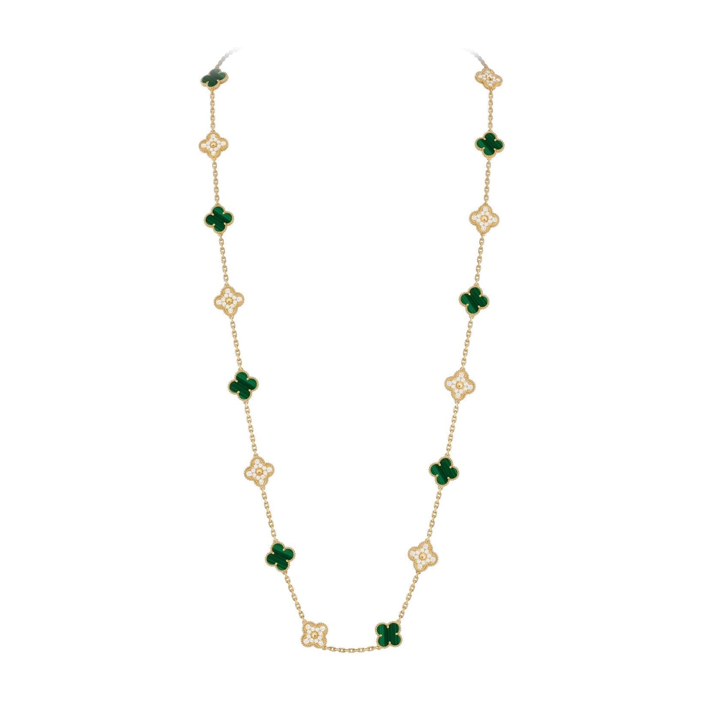 [KELA]CLASSIC 20-MOTIF LUCKY CLOVER LONG NECKLACE GOLD COLLECTION