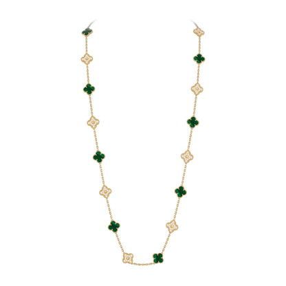 [KELA]CLASSIC 20-MOTIF LUCKY CLOVER LONG NECKLACE GOLD COLLECTION