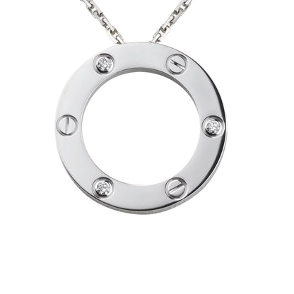 [KELA]LOVE LARGE CIRCULAR PENDANT 3-DIAMOND NECKLACE