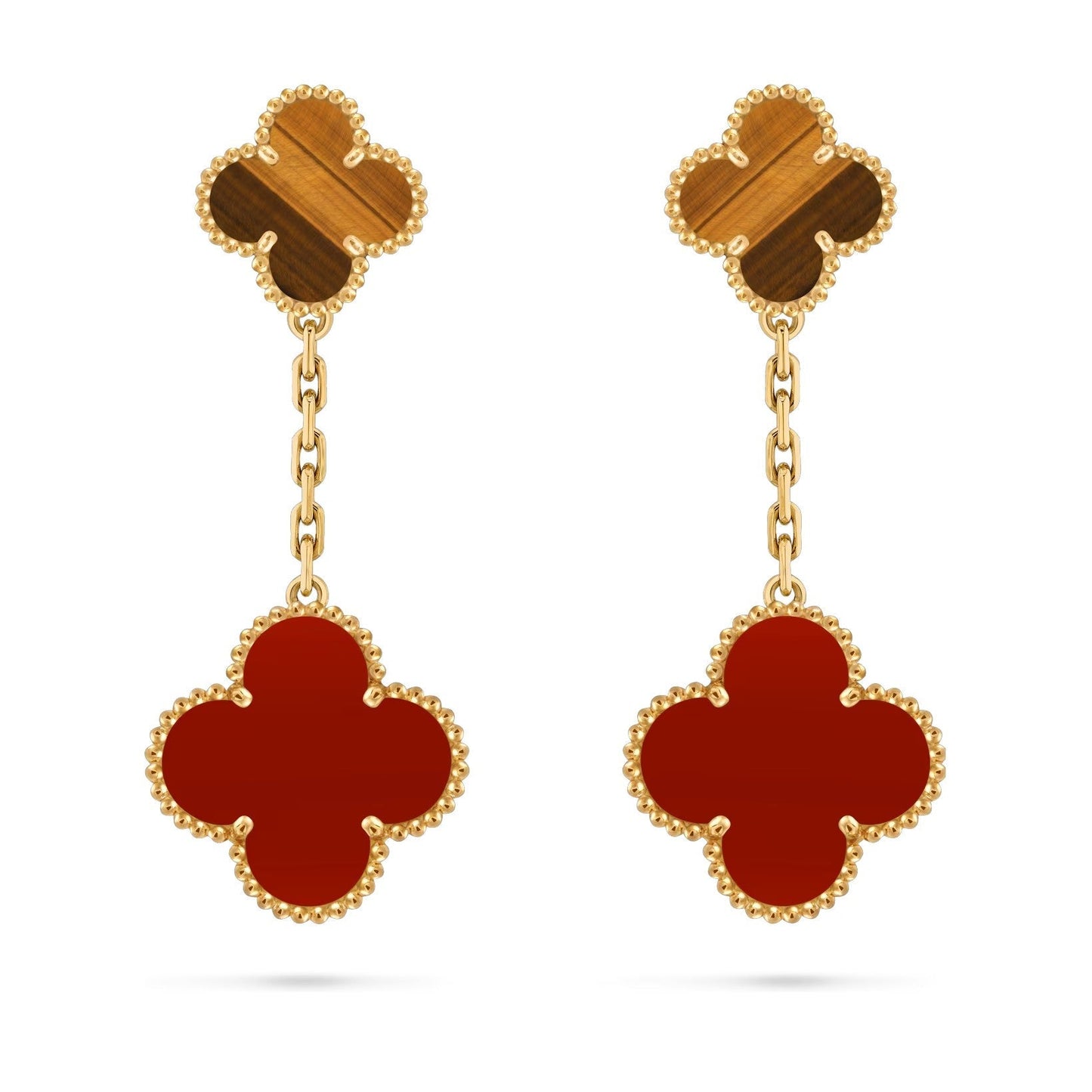 [KELA]CLOVER DUAL-MOTIF STATEMENT STUD EARRINGS - DOUBLE-CHARM COLLECTION