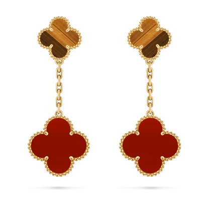 [KELA]CLOVER DUAL-MOTIF STATEMENT STUD EARRINGS - DOUBLE-CHARM COLLECTION