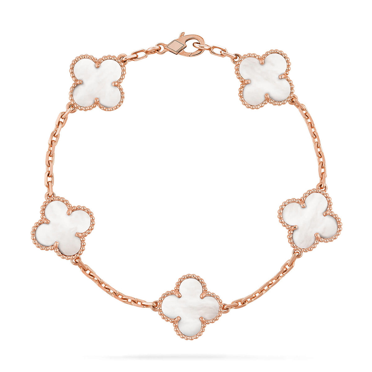 [KELA]LUCKY CLOVER 5-MOTIF BRACELET - WHITE MOTHER-OF-PEARL COLLECTION