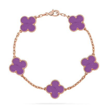 [KELA]LUCKY CLOVER 5-MOTIF BRACELET - VIOLET COLLECTION