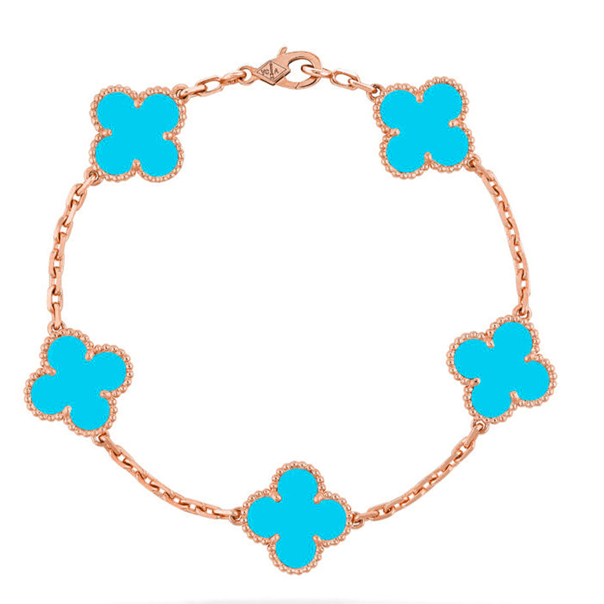 [KELA]LUCKY CLOVER 5-MOTIF BRACELET - TURQUOISE COLLECTION