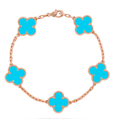 [KELA]LUCKY CLOVER 5-MOTIF BRACELET - TURQUOISE COLLECTION