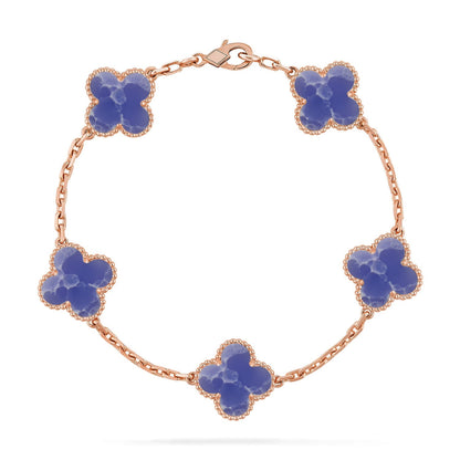[KELA]LUCKY CLOVER 5-MOTIF BRACELET - BLUE LARIMAR COLLECTION