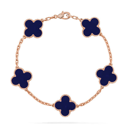 [KELA]LUCKY CLOVER 5-MOTIF BRACELET - LAPIS LAZULI COLLECTION