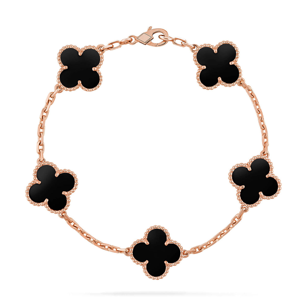 [KELA]LUCKY CLOVER 5-MOTIF BRACELET - BLACK OXNY COLLECTION