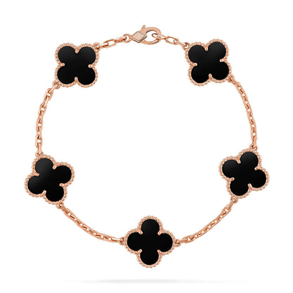 [KELA]LUCKY CLOVER 5-MOTIF BRACELET - BLACK OXNY COLLECTION