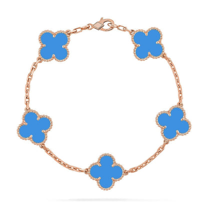[KELA]LUCKY CLOVER 5-MOTIF BRACELET - BLUE AGATE COLLECTION