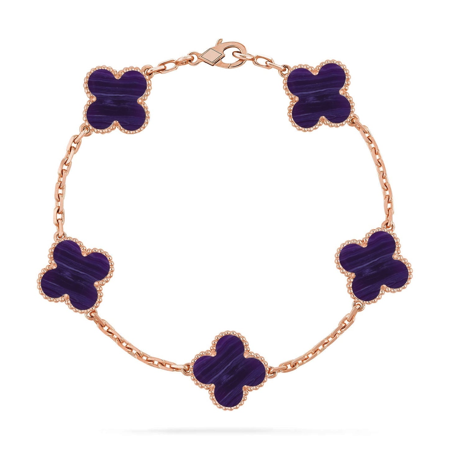 [KELA]LUCKY CLOVER 5-MOTIF BRACELET - CHAROITE COLLECTION