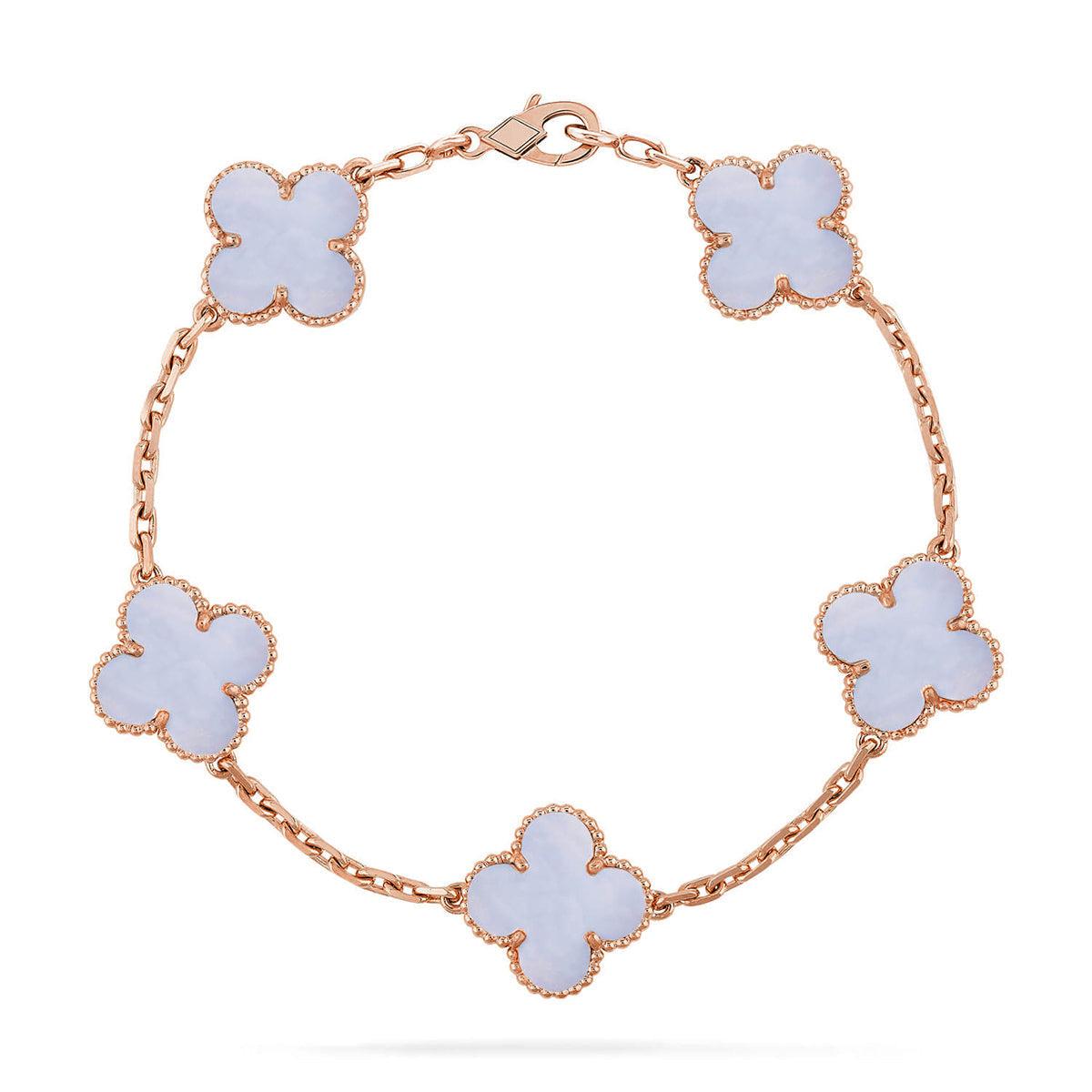 [KELA]LUCKY CLOVER 5-MOTIF BRACELET - PURPLE CHALCEDONY COLLECTION