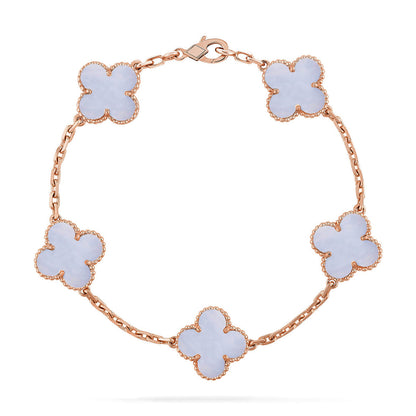 [KELA]LUCKY CLOVER 5-MOTIF BRACELET - PURPLE CHALCEDONY COLLECTION
