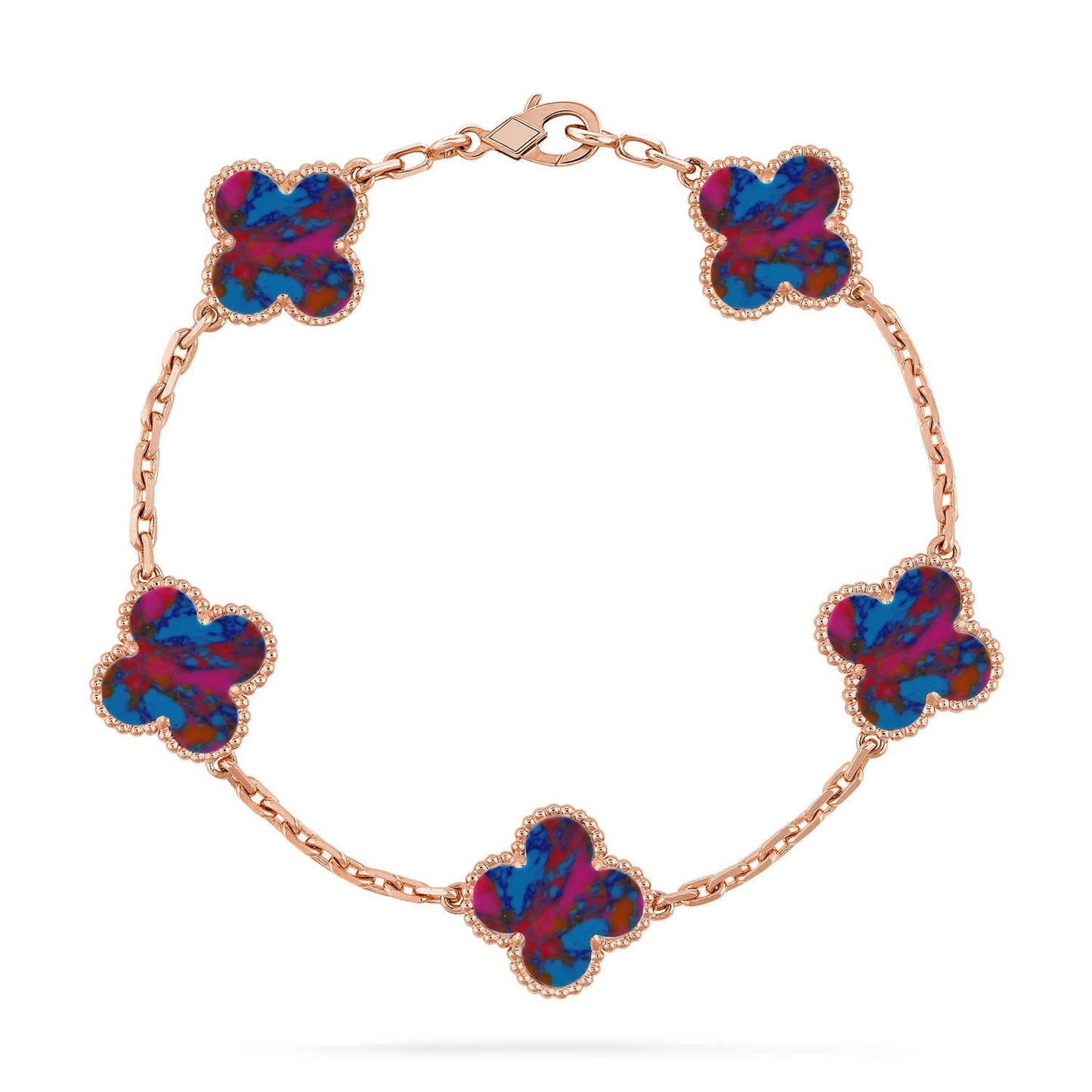 [KELA]LUCKY CLOVER 5-MOTIF BRACELET - MULTI-GEM COLLECTION