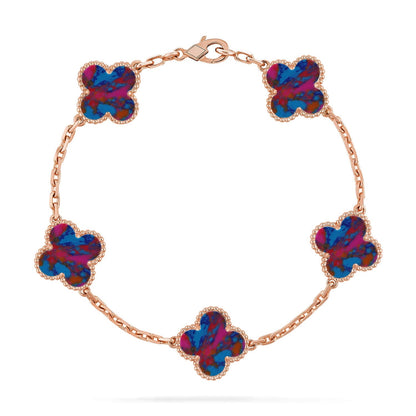 [KELA]LUCKY CLOVER 5-MOTIF BRACELET - MULTI-GEM COLLECTION