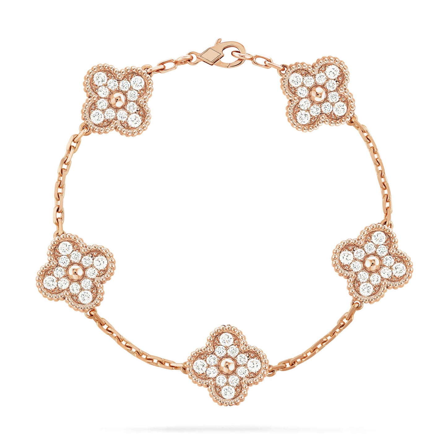 [KELA]LUCKY CLOVER 5-MOTIF BRACELET - FULL-DIAMOND
