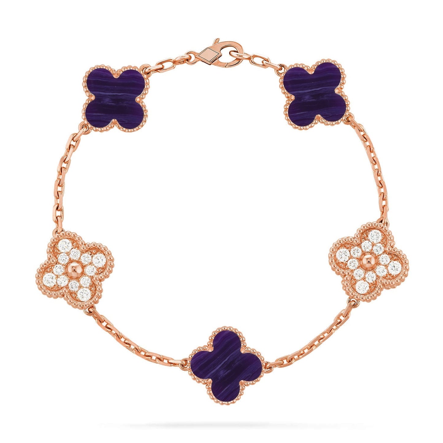 [KELA]LUCKY CLOVER 5-MOTIF BRACELET - CHAROITE COLLECTION