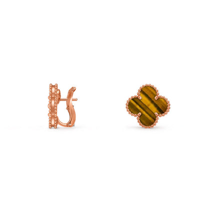 [KELA]15MM CLOVER FLOWER STUD EARRINGS ROSE GOLD COLLECTION