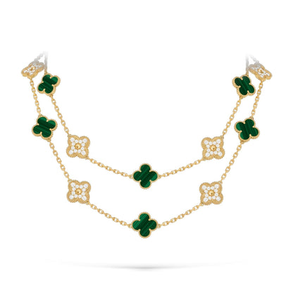 [KELA]CLASSIC 20-MOTIF LUCKY CLOVER LONG NECKLACE GOLD COLLECTION