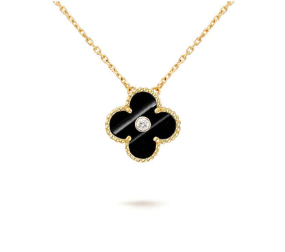 [KELA]15MM CLOVER FLOWER DIAMOND PENDANT NECKLACE COLLECTION