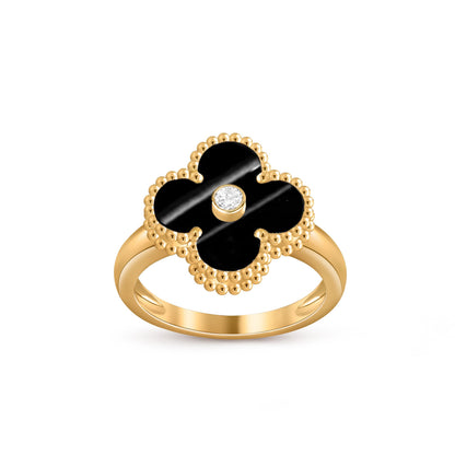 [KELA]LUCKY CLOVER DIAMOND-ACCENT GOLD RING COLLECTION