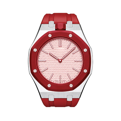 [KELA]OAK POP RED STEEL SILICONE STRAP