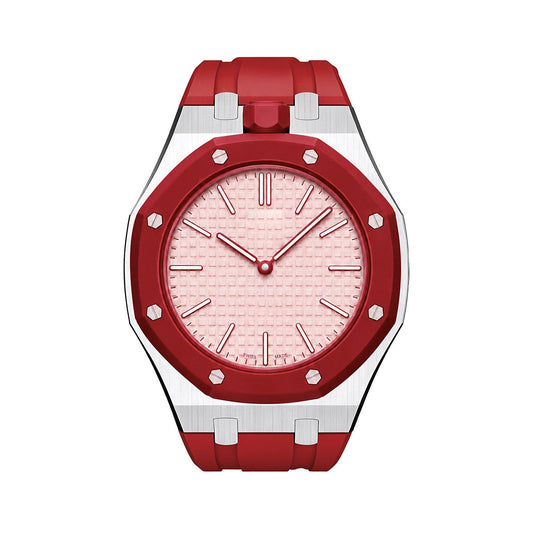 [KELA]OAK POP RED STEEL SILICONE STRAP