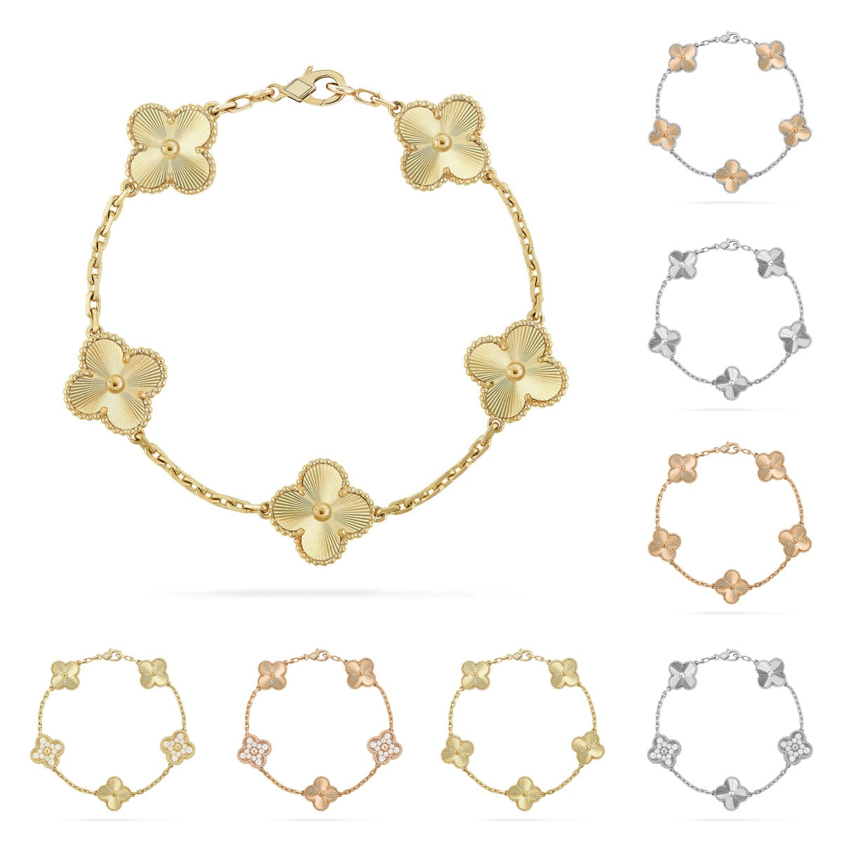 [KELA]LUCKY CLOVER 5-MOTIF BRACELET - LASER COLLECTION