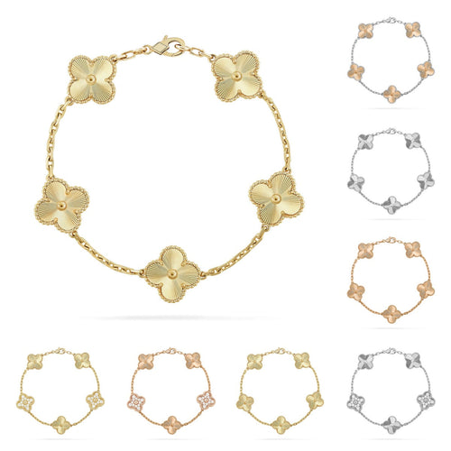 [KELA]LUCKY CLOVER 5-MOTIF BRACELET - LASER COLLECTION
