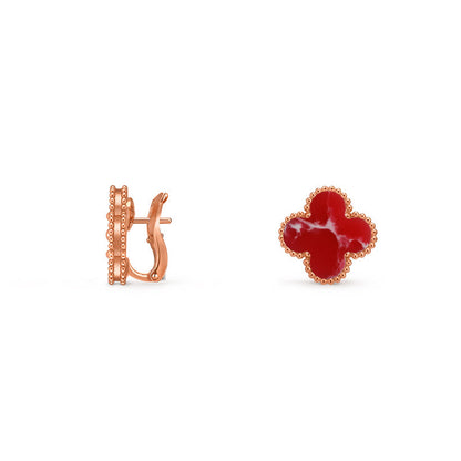 [KELA]15MM CLOVER FLOWER STUD EARRINGS ROSE GOLD COLLECTION