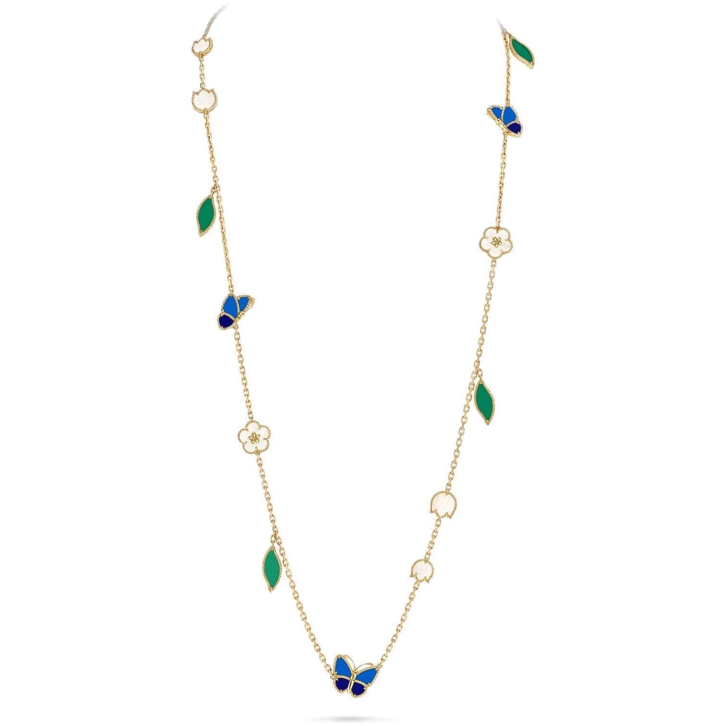 [KELA]LUCKY SPRING BUTTERFLY & FLOWER STATEMENT NECKLACE - 15-MOTIF FLORAL DESIGN