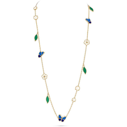 [KELA]LUCKY SPRING BUTTERFLY & FLOWER STATEMENT NECKLACE - 15-MOTIF FLORAL DESIGN