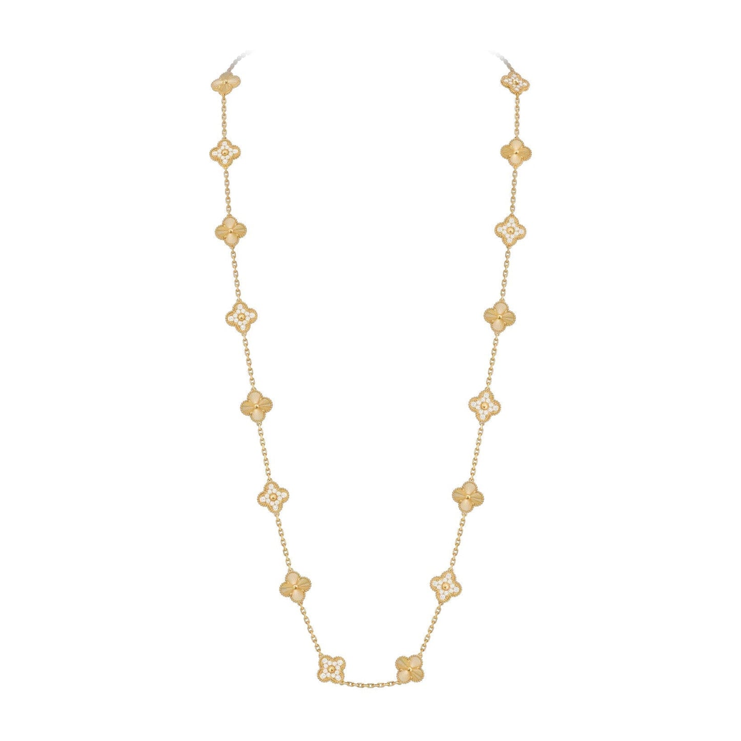 [KELA]CLASSIC 20-MOTIF LUCKY CLOVER LONG NECKLACE GOLD COLLECTION