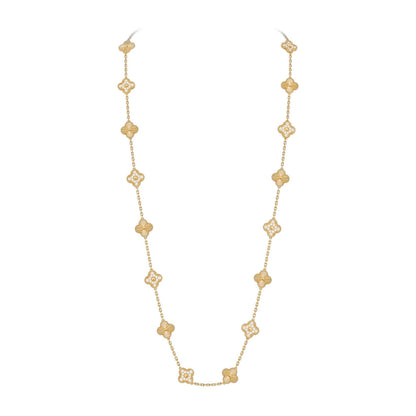 [KELA]CLASSIC 20-MOTIF LUCKY CLOVER LONG NECKLACE GOLD COLLECTION