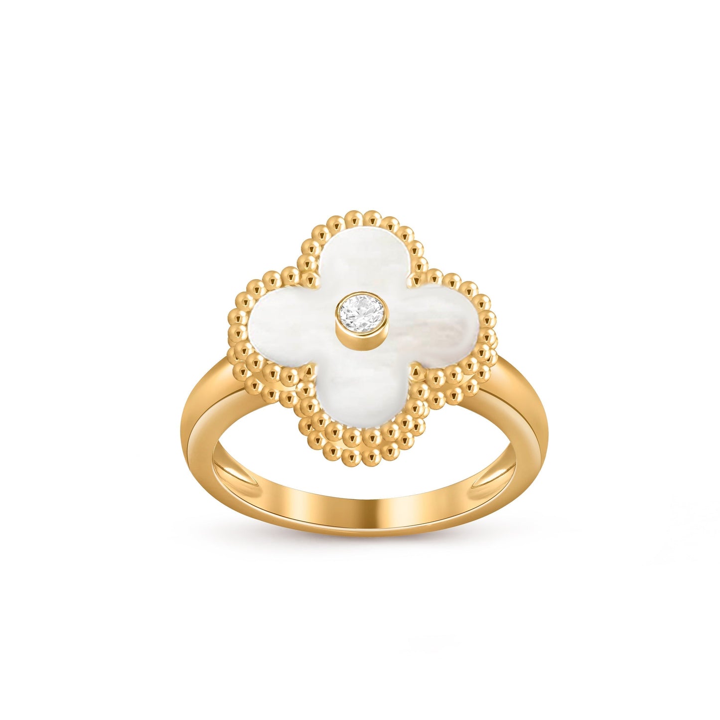 [KELA]LUCKY CLOVER DIAMOND-ACCENT GOLD RING COLLECTION