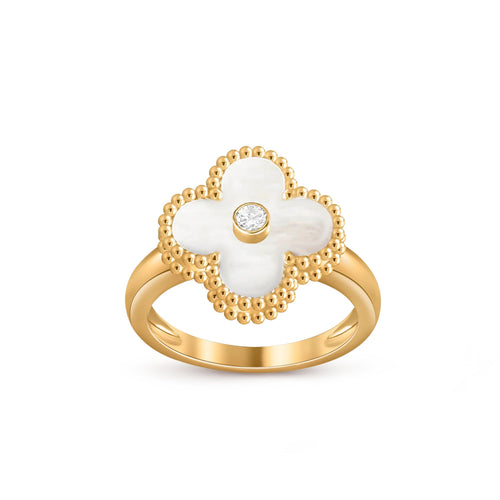 [KELA]LUCKY CLOVER DIAMOND-ACCENT GOLD RING COLLECTION