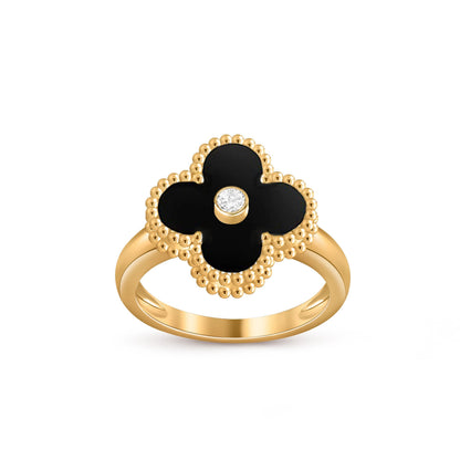 [KELA]LUCKY CLOVER DIAMOND-ACCENT GOLD RING COLLECTION