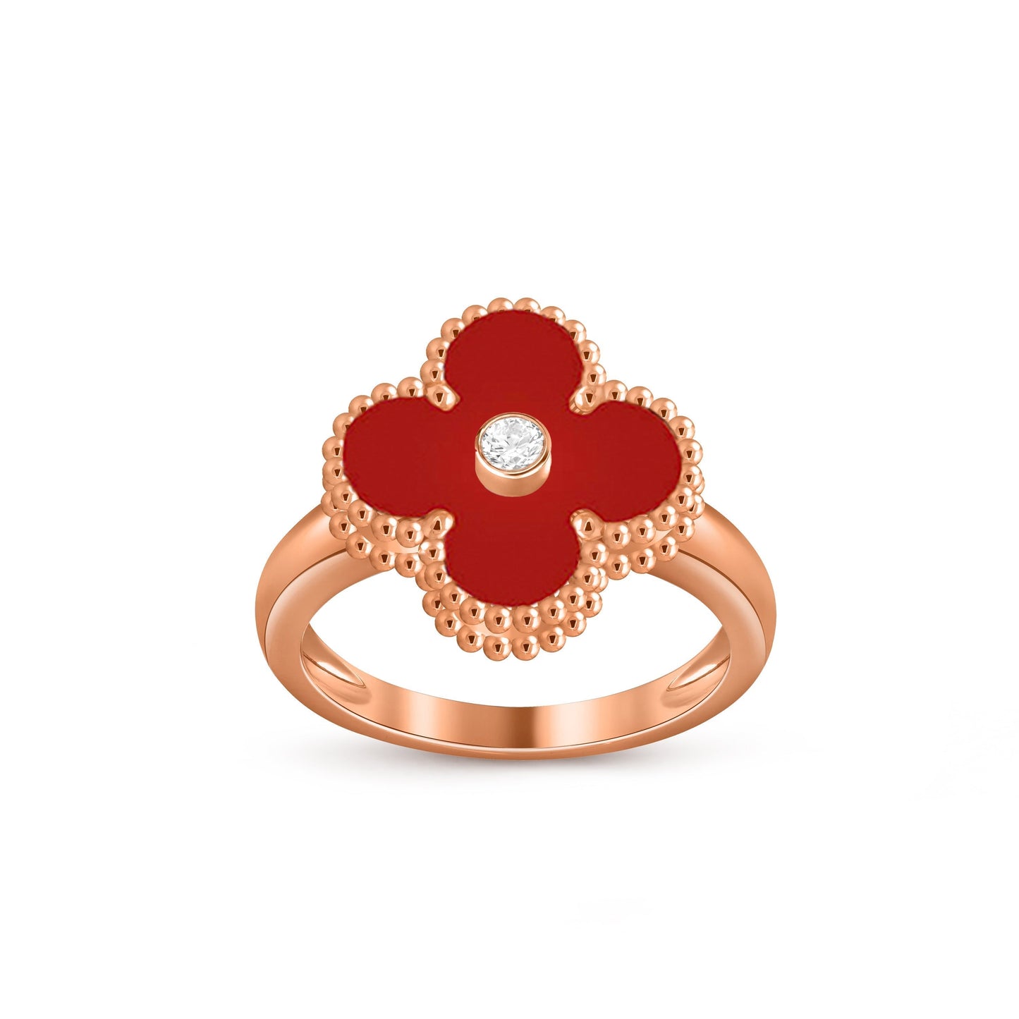 [KELA]LUCKY CLOVER DIAMOND-ACCENT ROSE GOLD RING COLLECTION