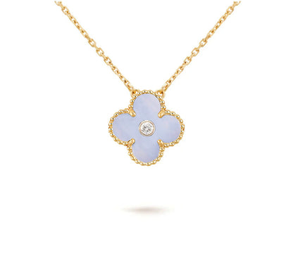[KELA]15MM CLOVER FLOWER DIAMOND PENDANT NECKLACE COLLECTION