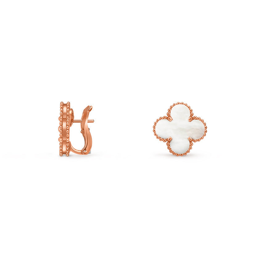 [KELA]15MM CLOVER FLOWER STUD EARRINGS ROSE GOLD COLLECTION